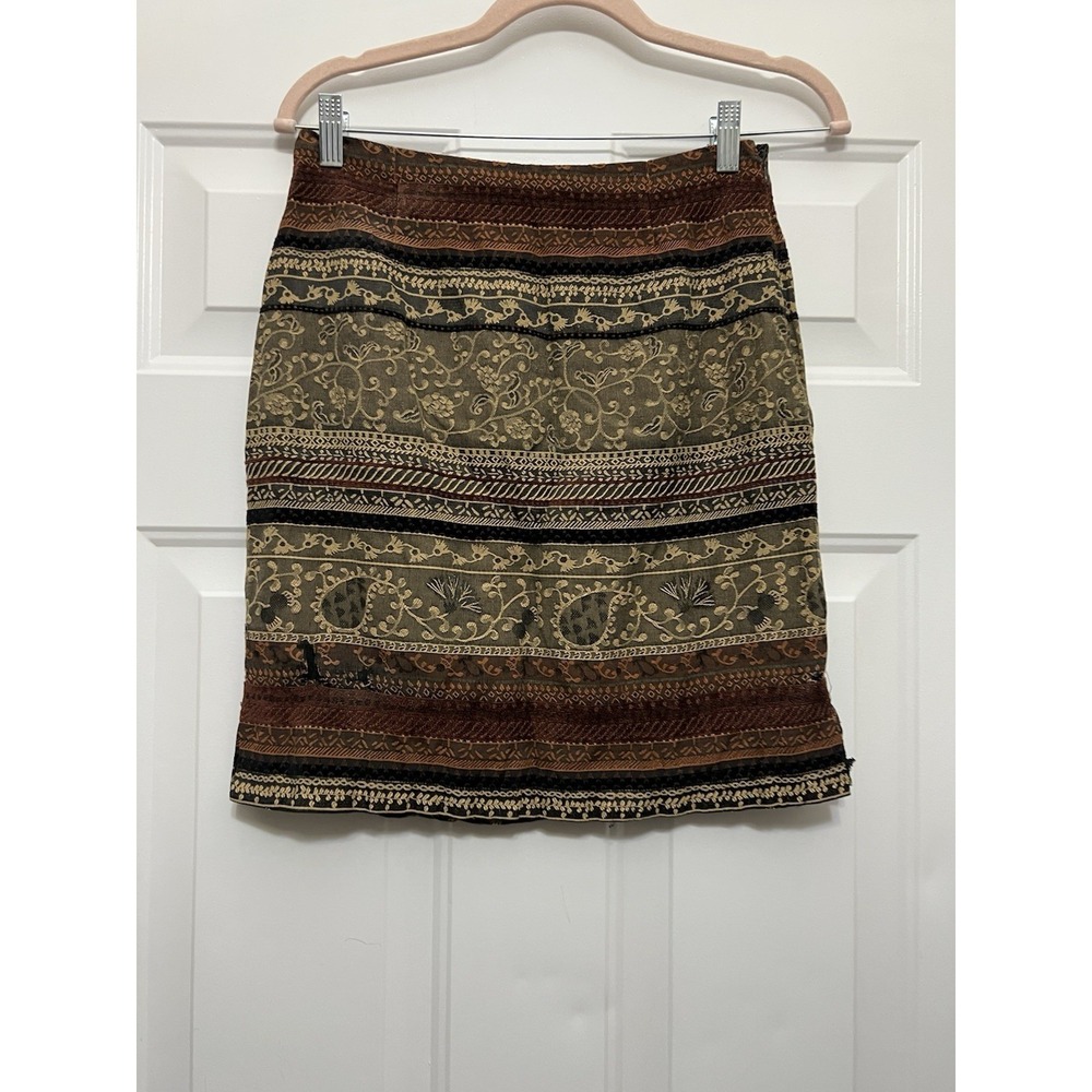 Vtg 90s Eric‎ Signature Woven Tapestry Skirt 4 Whimsigoth Western Aztec Romantic